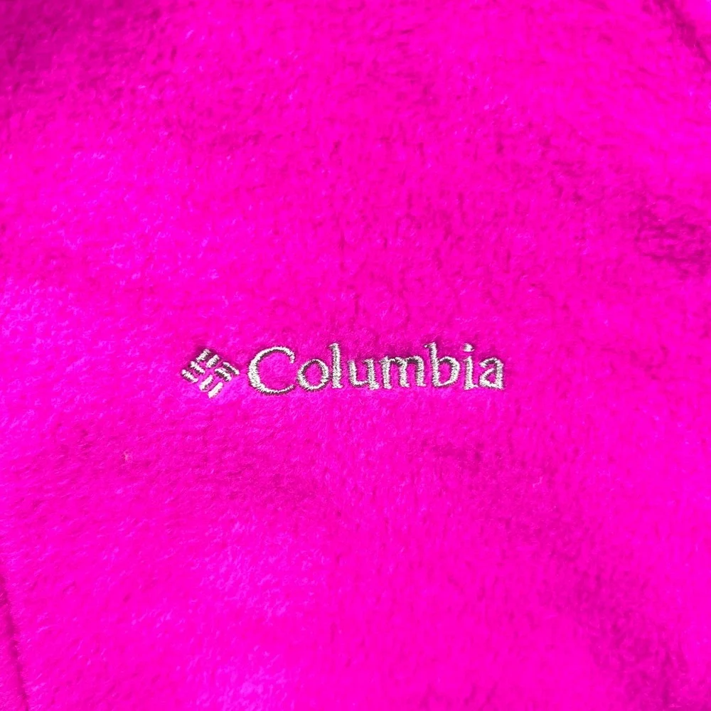 Columbia Fleece Jacket Girls L? Pink Full Zip Mock Neck Raglan Sleeve 3185